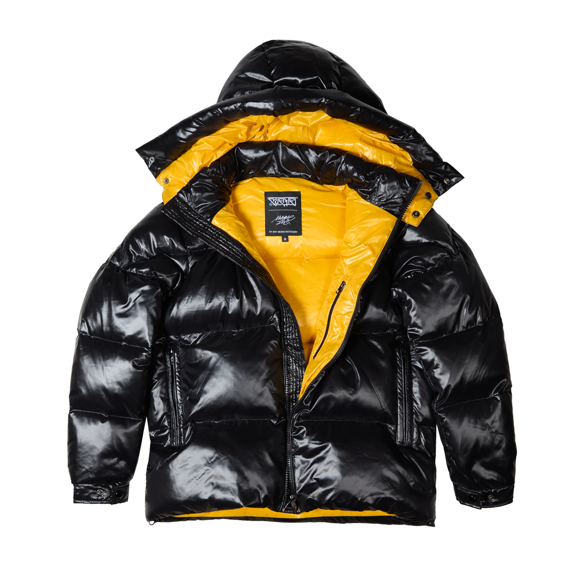 YELLOW BLACKROAD LINE DOWN PUFFER JACKET